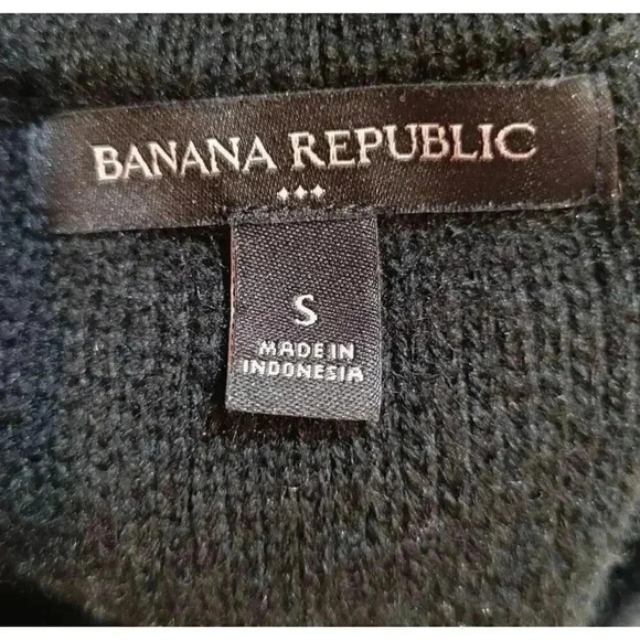 Banana Republic Women's Black Acrylic/Nylon Knit Slouchy Cardigan Sweater w Snap - Picture 9 of 11